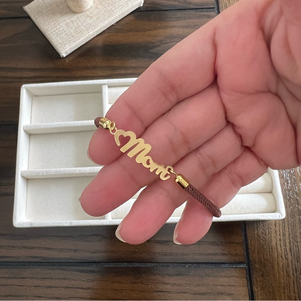 Handmade Braided cord bracelet with Mon connector